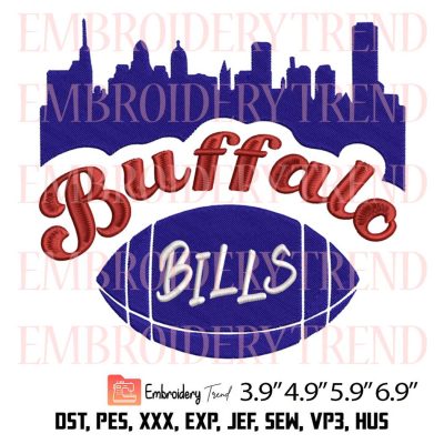 Buffalo Bills Skyline City Embroidery, NFL Football Embroidery, Football Gift For Fan Embroidery, Embroidery Design File