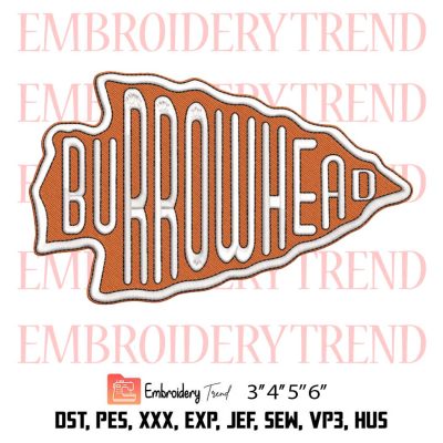 Burrowhead Arrowhead Embroidery, Cincinnati Football Embroidery, Fans Cincinnati Bengals Embroidery, Embroidery Design File