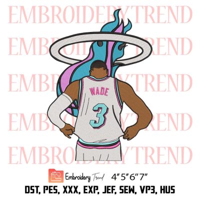 Dwayne Wade Basketball Embroidery, Miami Heat Dwyane Wade Embroidery, NBA Embroidery, Embroidery Design File