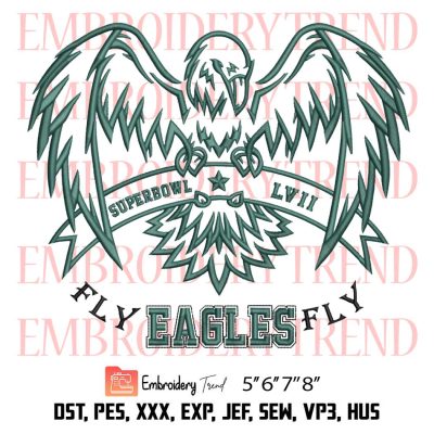 Philadelphia Eagles Fly Eagles Fly Embroidery, Superbowl LVII Embroidery, Eagles Football Embroidery, Embroidery Design File