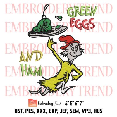 Dr Seuss Green Eggs And Ham Embroidery, Cat In The Hat Embroidery, Dr Seuss Embroidery, Embroidery Design File