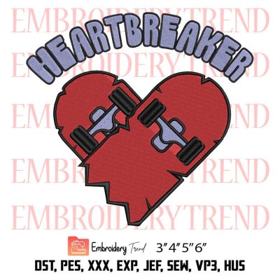 Valentine Heartbreaker Truck Embroidery, Heart Crusher Embroidery, Valentine's Day Embroidery, Embroidery Design File