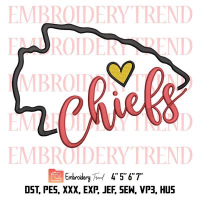 I love Chiefs Embroidery, Kansas City Chiefs Embroidery, Heart Chiefs Football Embroidery, Embroidery Design File