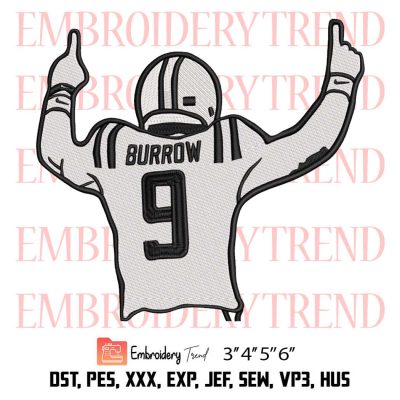 Joe Burrow Embroidery, NFL Cincinnati Bengals Embroidery, American Football Embroidery, Embroidery Design File