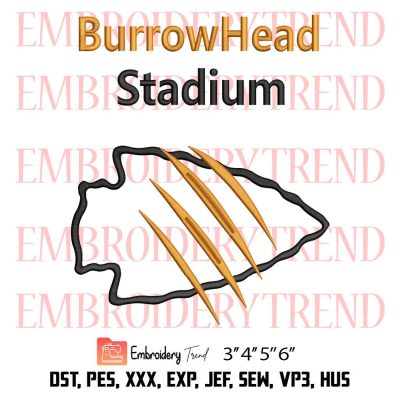 BurrowHead Stadium Joe Burrow Embroidery, NFL Football 2023 Embroidery, Embroidery Design File