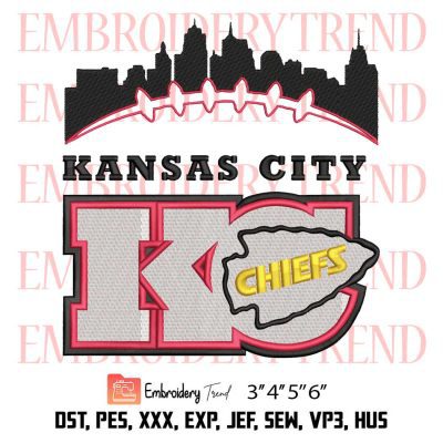 Kansas City Chief Football Logo Embroidery, NFL Embroidery, Kansas City Football Fans Embroidery, Embroidery Design File