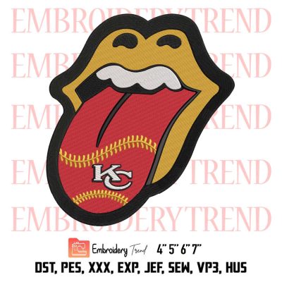 Football Tongue Kansas City Chiefs Embroidery, American Football Tongue Embroidery, Embroidery Design File