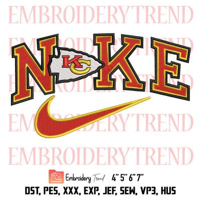 Nike Kansas City Chiefs Embroidery, Chiefs NFL Football Embroidery, Embroidery Design File