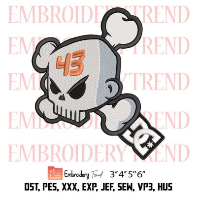 Ken Block DC 43 Skull Embroidery, Racing Rip Embroidery, Ken Block Racing Legend Embroidery, Embroidery Design File