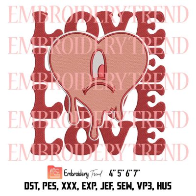 Love Sad Heart Retro Embroidery, Valentines Bad Bunny Embroidery, Valentine’s Day Embroidery, Embroidery Design File