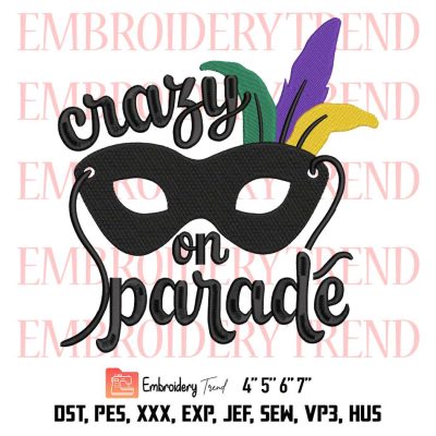 Mardi Gras Feather Mask Embroidery Design, Mardi Gras Embroidery Digitizing Pes File