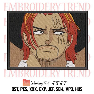 Akagami Shanks Embroidery, One Piece Embroidery, Anime Embroidery, Embroidery Design File