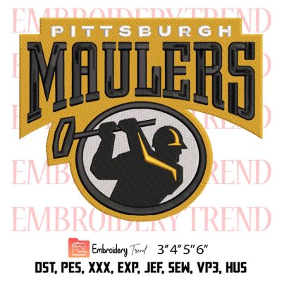 Pittsburgh Maulers Logo Embroidery, USFL Football Embroidery, Pittsburgh Maulers Embroidery, Embroidery Design File