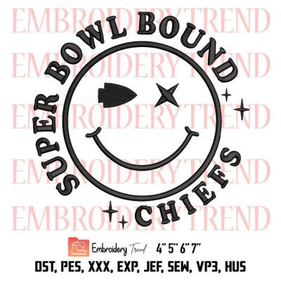 Chiefs Smiley Face Embroidery, Super Bowl Bound Chiefs Embroidery, Kansas City Chiefs Embroidery, Embroidery Design File