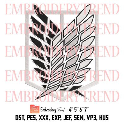 Attack On Titan Wings Embroidery, Wings Of Freedom Embroidery, Attack On Titan Embroidery, Embroidery Design File