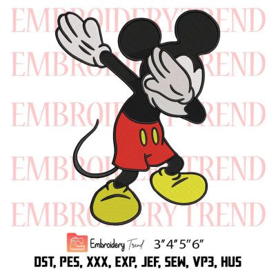 Dabbing Mickey Mouse Embroidery, Disney Mouse Stylish Embroidery, Embroidery Design File