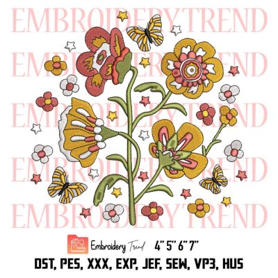 Daisy Jones And The Six Band Embroidery, Butterflies and Flowers Music Embroidery, Aurora World Tour Embroidery, Embroidery Design File