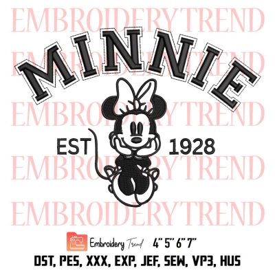 1928 Minnie Mouse Embroidery, Minnie Cute Embroidery, Minnie Mouse Dissey Embroidery, Embroidery Design File
