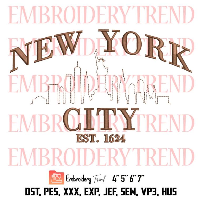 New York City Established 1624 Embroidery, Statue Of Liberty Embroidery