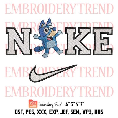 Bluey Chili Dancing x Nike Embroidery Design, Bluey Cartoon Embroidery Digitizing Pes File