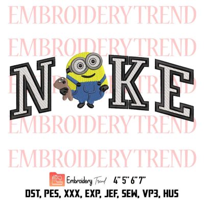 Nike Minion Bob Embroidery, Minion Cute Embroidery, Minion Kevin And Bob Embroidery, Embroidery Design File