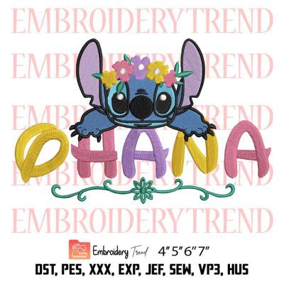 Disney Lilo And Stitch Ohana Embroidery, Lilo And Stitch Embroidery, Stitch Funny Embroidery, Embroidery Design File