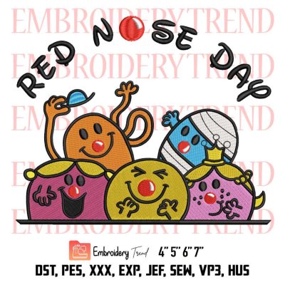 Red Nose Day 2023 Embroidery, Comic Relief Event Boys Girls Kids Embroidery, Red Nose Day Embroidery, Embroidery Design File