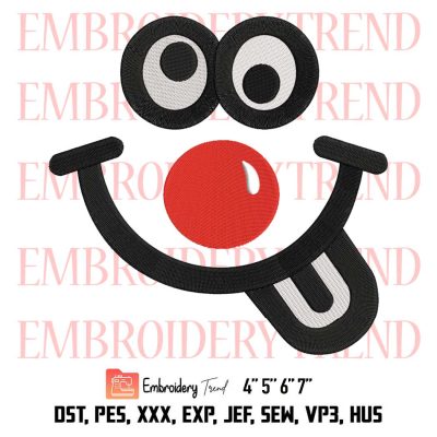 Red Nose Day Embroidery, Funny Smiley Face Embroidery, Happy Red Nose Day Embroidery, Embroidery Design File