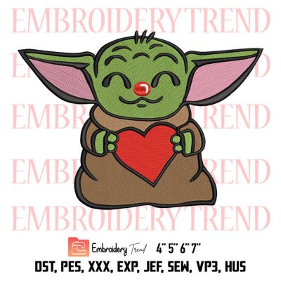 Baby Yoda Red Nose Day Embroidery, Comic Relief Embroidery, Red Nose Day Embroidery, Embroidery Design File