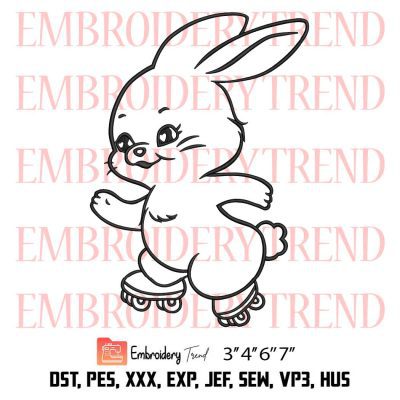 Rolling Skate Rabbit Embroidery, Rabbit Skating 2023 Embroidery, Roller Skating Lovers Embroidery, Embroidery Design File