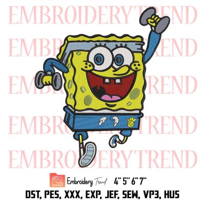 Spongebob Gym Funny Embroidery, Spongebob Spongebob Embroidery, Cartoon Gifts For Gym Lovers Embroidery, Embroidery Design File
