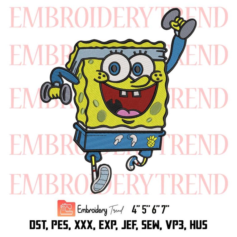 Spongebob Gym Funny Embroidery, Spongebob Spongebob Embroidery, Cartoon ...