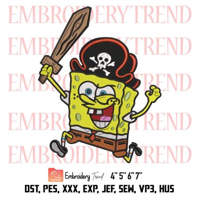 Spongebob Pirate Funny Embroidery, Spongebob Spongebob Embroidery, Spongebob Pirates Caribbean Embroidery, Embroidery Design File