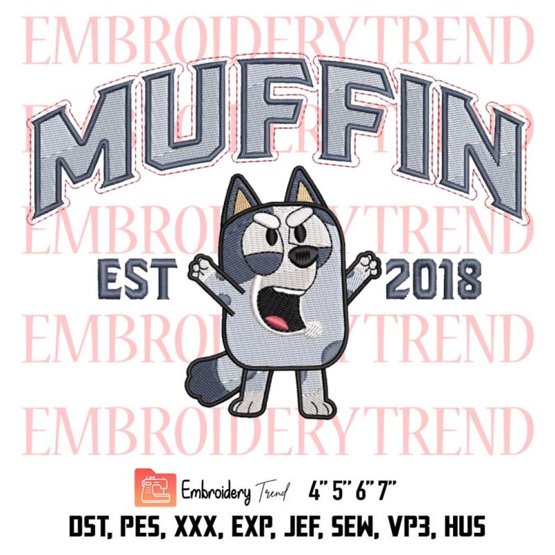 Muffin Cupcake Heeler Embroidery Bluey And Bingo Embroidery Muffin Heeler Bluey Embroidery