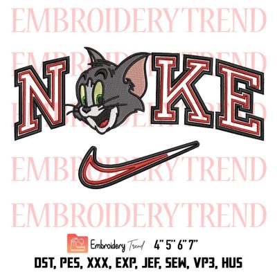 Nike Cat Tom Face Embroidery, Tom & Jerry Couple Design File