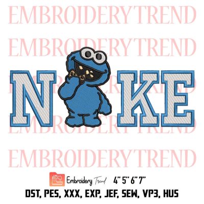 Nike Cookie Monster Embroidery, Logo Nike Embroidery, Cookie Monster Funny Embroidery, Embroidery Design File