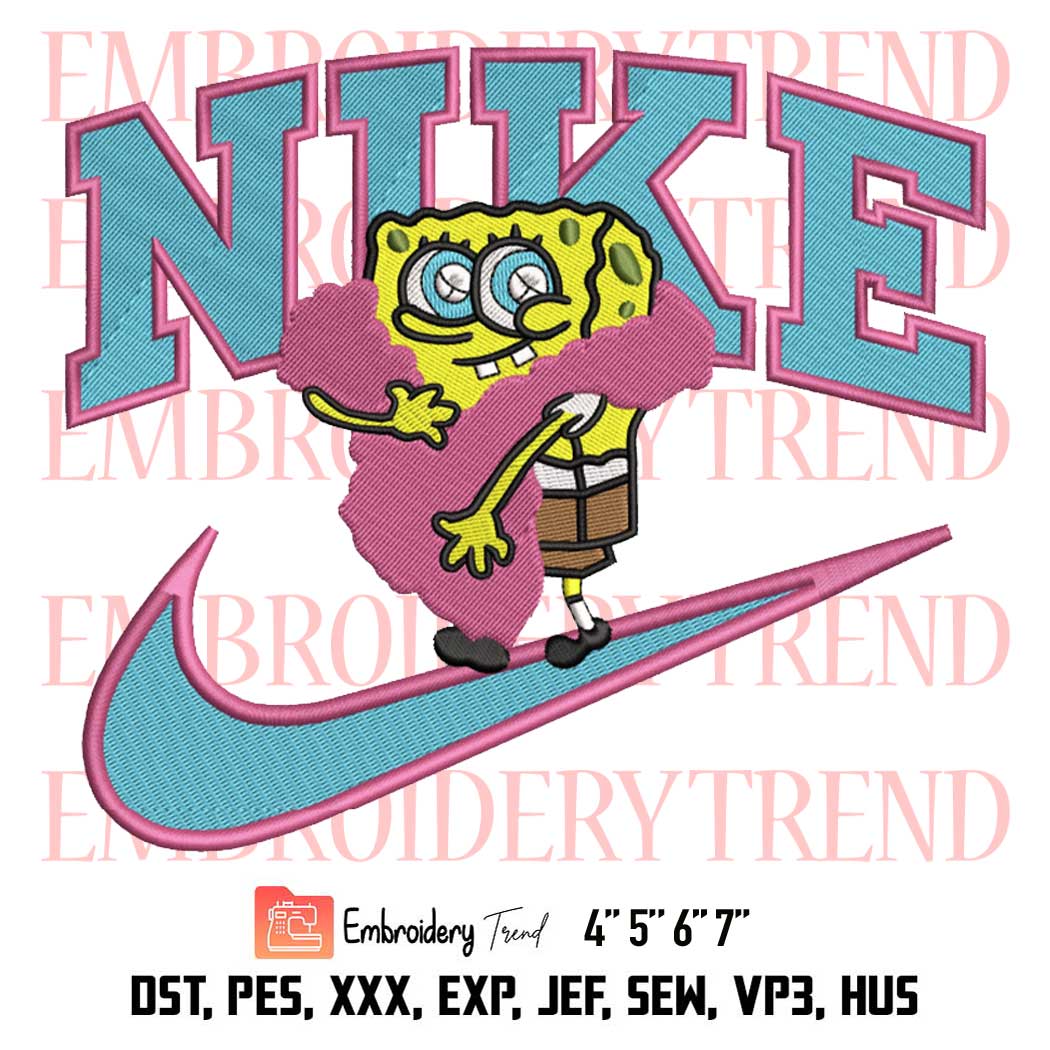 Nike SpongeBob Cute Embroidery, SpongeBob And Patrick Embroidery, SpongeBob Embroidery, Embroidery Design File