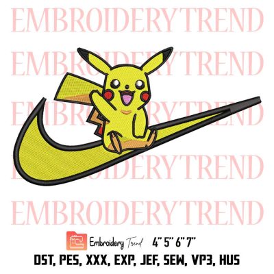 Pikachu Swoosh Embroidery, Pokemon Design File