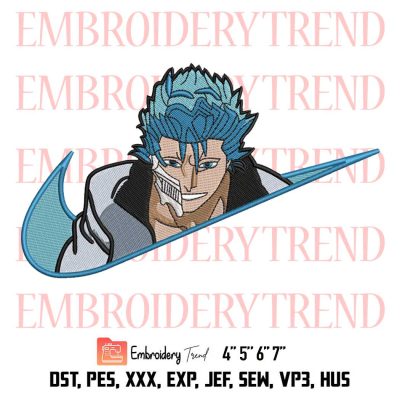 Swoosh Grimmjow Bleach Embroidery, Grimmjow Jeagerjaques Anime Embroidery, Embroidery Design File