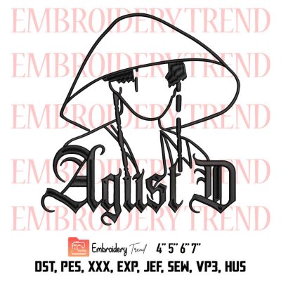 Suga Agust D World Tour Embroidery, BTS Kpop Design File
