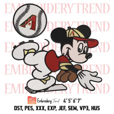 Baseball Arizona Diamondbacks Mickey Embroidery, MLB Baseball Design File
