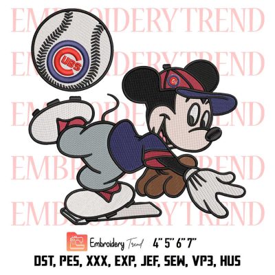 Baseball Chicago Cubs Mickey Embroidery, MLB Baseball Design File