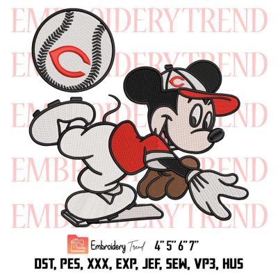Baseball Cincinnati Reds Mickey Embroidery, MLB Baseball Design File