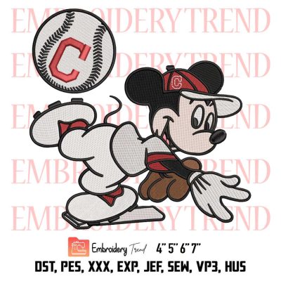 Baseball Cleveland Indians Mickey Embroidery, MLB Baseball Design File