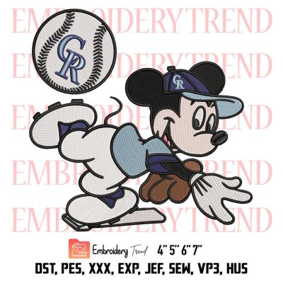Baseball Colorado Rockies Mickey Embroidery, MLB Baseball Design File