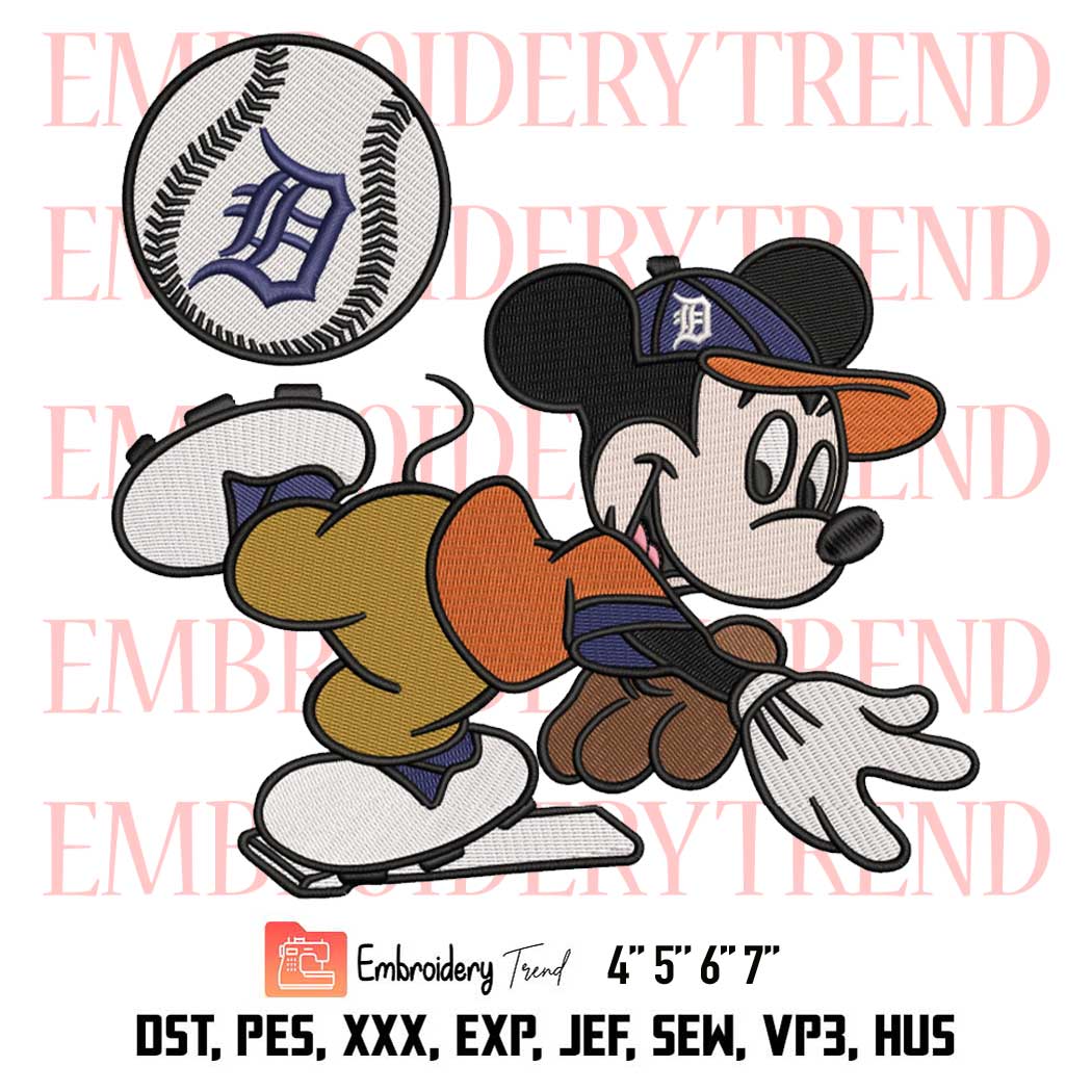 Baseball Detroit Mickey Embroidery, MLB Baseball Design File