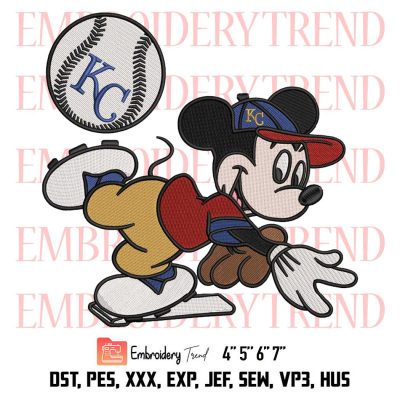 Baseball Kansas City Royals Mickey Embroidery, MLB Baseball Design File