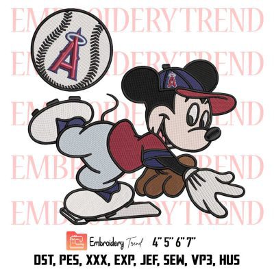 Baseball Los Angeles Angels Mickey Embroidery, MLB Baseball Design File