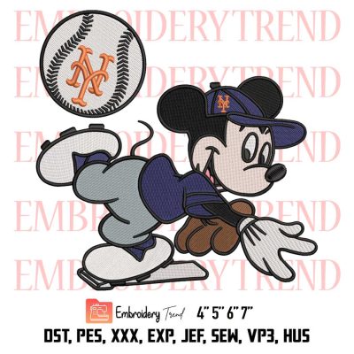 Baseball New York Mets Mickey Embroidery, MLB Baseball Design File