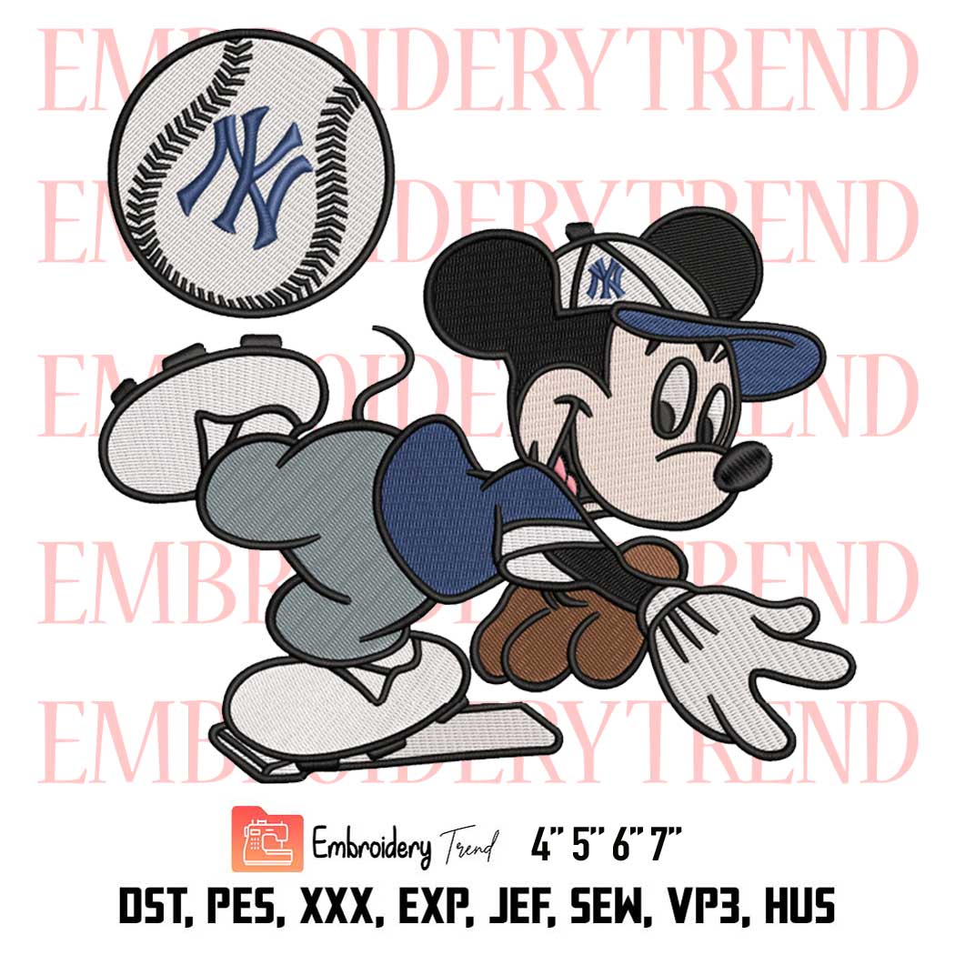 Baseball New York Yankees Mickey Embroidery, MLB Baseball Design File